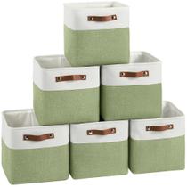 Acabamento de cestos de armazenamento Bo Cube, pacote com 6, 28 x 28 cm, branco/verde