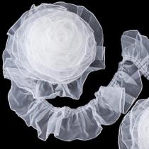 Acabamento em tecido ANCIRS Organza com babados, renda plissada de 9 metros, branca Acabamento em tecido ANCIRS Organza com babados, renda plissada de 9 metros, branca