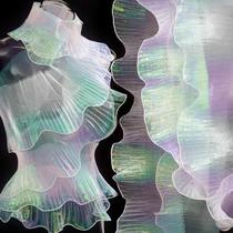 Acabamento em tecido Ganeen Halloween Iridescent Ruffle Organza 16Y