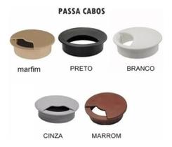 Acabamento Passa Fio Mesa 59mm 02 Pçs Preto+04 Peças Marfim