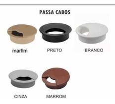 Acabamento Passa Fio Mesa Computador 2 Branco 2 Marrom 59mm