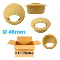 Acabamento Passa Fio Mesa Móveis Cabo 46mm Marfim - 6 Unid.