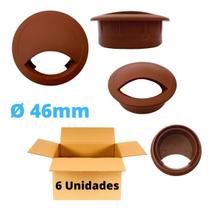 Acabamento Passa Fio Mesa Móveis Cabo 46mm Marrom - 6 Unid.