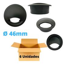 Acabamento Passa Fio Mesa Móveis Cabo 46mm Preto - 6 Unid.