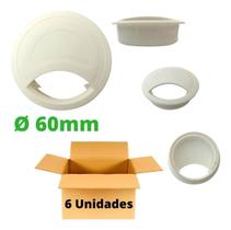 Acabamento Passa Fio Mesa Móveis Cabo 60mm Branco - 6 Unid.