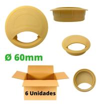 Acabamento Passa Fio Mesa Móveis Cabo 60mm Marfim - 6 Unid.