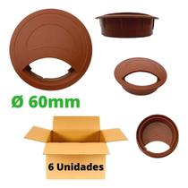 Acabamento Passa Fio Mesa Móveis Cabo 60mm Marrom - 6 Unid. Acabamento Passa Fio Mesa Móveis Cabo 60mm Marrom - 6 Unid.
