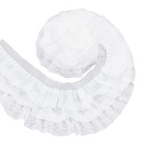 Acabamento plissado em renda com babados BENECREAT, chiffon branco, 2,5 m Acabamento plissado em renda com babados BENECREAT, chiffon branco, 2,5 m