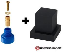 Acabamento Quadrado Metal Preto Black + Adaptador Registro Docol