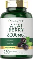 Açaí Berry Cápsulas 6000mg 250 de contagem Extrato de Açaí Não-OGM e Sem Glúten por Carlyle