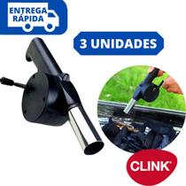 Acendedor de Churrasqueira Soprador para Churrasqueira Inox e Plástico Kit com 3 Unidades