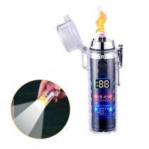 Acendedor Isqueiro de Plasma Elétrico USB Recarregável Chama Anti Vento com Lanterna Acendedor Isqueiro de Plasma Elétrico USB Recarregável Chama Anti Vento com Lanterna