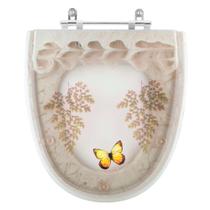 Acento Sanitário Poliéster Decorada Borboleta Aloha Bege para louça Celite