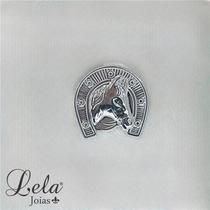 Acessorio broche ferradura com cavalo folheado a ródio branco Acessorio broche ferradura com cavalo folheado a ródio branco
