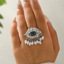Acessório de anel Demon's Eye Luxury Exagerated Pearl Open-Face