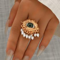 Acessório de anel Demon's Eye Luxury Exagerated Pearl Open-Face