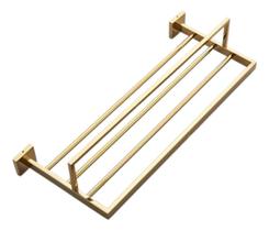 Acessório De Banheiro Dourado 4 Barras Compacto Simples Gold Ouro Brilhante Suporte Porta Toalha Toalheiro Moderno