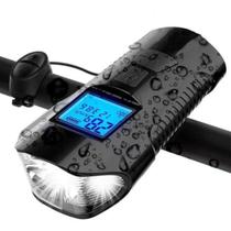 Acessório de bike Lanterna com velocímetro e Buzina Recarregável usb