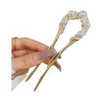 Acessório De Cabelo Moderno Em Forma De U Com Pérolas E Flores Para Penteados Hanfu Para Mulheres E