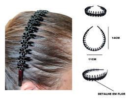 Acessório De Cabelo Tiara Arco Preto Flor com pentes