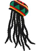 Acessório de fantasia: chapéu SATINIOR Rasta com dreadlocks pretos Acessório de fantasia: chapéu SATINIOR Rasta com dreadlocks pretos