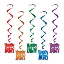 Acessório de festa Beistle Happy Birthday Whirls 33 cm - 5 unidades Acessório de festa Beistle Happy Birthday Whirls 33 cm - 5 unidades