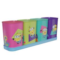 Acessorio de mesa minions porta lapis 4pc plasutil