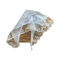 Acessório de moda para envoltório de cabelo triangular de renda branca francesa chique Alice