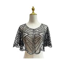 Acessório De Vestido Vintage Anos 20: Xale Curto Estilo Flapper Com Lantejoulas E Miçangas, Capa De