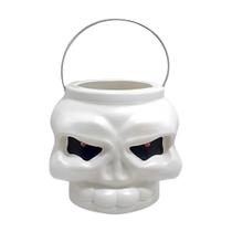 Acessório Decorativo Balde Caveira Branca Halloween Para Doces