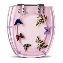 Acessório Decorativo de Banheiro Thema Incepa Colonial Incolor C Glitter Rosa Decorado Borboleta Acessório Decorativo de Banheiro Thema Incepa Colonial Incolor C Glitter Rosa Decorado Borboleta