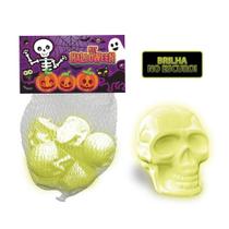Acessório Decorativo Kit Halloween Mini Crânio Neon Com 6 Unidades