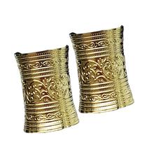 Acessório Fantasia Deusa Grega Nero Imperador Romano: Kit 2 Braceletes Dourados Relevo