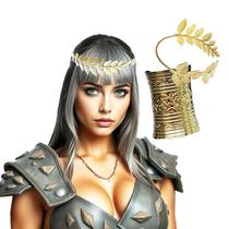 Acessório Fantasia Deusa Grega Romana: Kit 2 Braceletes + Tiara = 3 Produtos Acessório Fantasia Deusa Grega Romana: Kit 2 Braceletes + Tiara = 3 Produtos