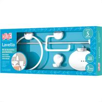 Acessorio P/Banheiro 5Pc Lavello Branco/Cromado Herc Acessorio P/Banheiro 5Pc Lavello Branco/Cromado Herc