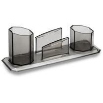 Acessório para Mesa Porta Caneta, CLIPS e Lembrete Fumê