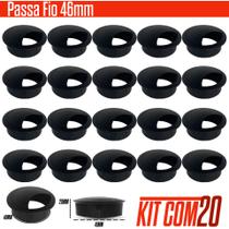 Acessório Passa Fios 46mm Preto para Mesa 20 Unidades