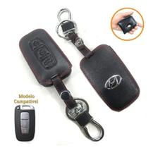 Acessório Revestido em Couro Chaveiro Chave Presencial 3 Botões Hyundai Azera Ix35 Elantra Acessório Revestido em Couro Chaveiro Chave Presencial 3 Botões Hyundai Azera Ix35 Elantra