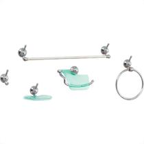 Acessorio Wc Aquaplas Star Cromado/Fume 5 Pecas