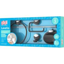 Acessorio Wc Herc Lavello Kit Com 5 Pecas Preto/Cromado 4092 Acessorio Wc Herc Lavello Kit Com 5 Pecas Preto/Cromado 4092