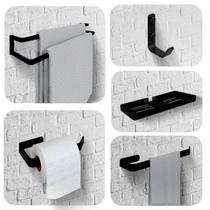 Acessórios Banheiro Completo 5 Peças Toalheiro Duplo 60Cm Acessórios Banheiro Completo 5 Peças Toalheiro Duplo 60Cm