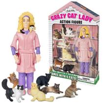 Acessórios de boneco de ação Crazy Cat Lady com 6 gatos de 20 cm