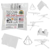 Acessórios de brinquedo BMC Classic Army Camp, conjunto branco de 10 peças