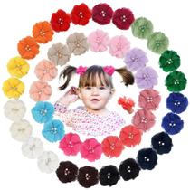 Acessórios de cabelo BBGifts, pacote com 40 bebês e meninas, flor de pérola Acessórios de cabelo BBGifts, pacote com 40 bebês e meninas, flor de pérola