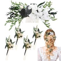 Acessórios de cabelo de noiva Suncalla Sage Green com flores secas Acessórios de cabelo de noiva Suncalla Sage Green com flores secas
