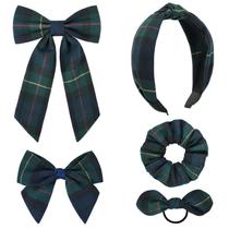 Acessórios de cabelo DEEKA Plaid Bow Set 5 estilos para meninas