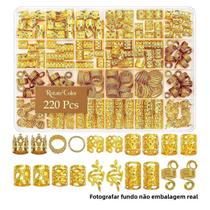 Acessórios de Cabelo Dourados - 220 Peças de Metal para Tranças, Locos e Penteados