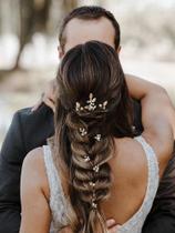 Acessórios de cabelo SWEETV Bride Hair Pins Pearl Leaf Vintage