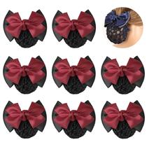 Acessórios de cabelo TXIN Satin Bow Crochet Knit Red Snood x9