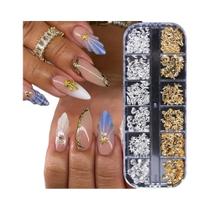Acessórios De Decoração DIY Para Unhas Com 12 Grades De Rebites Metálicos, Tema Oceano De Verão, Com